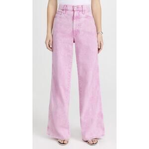 AMO NWT Women's Frida High Rise Peony Pink Denim Wide Leg Jeans 24
